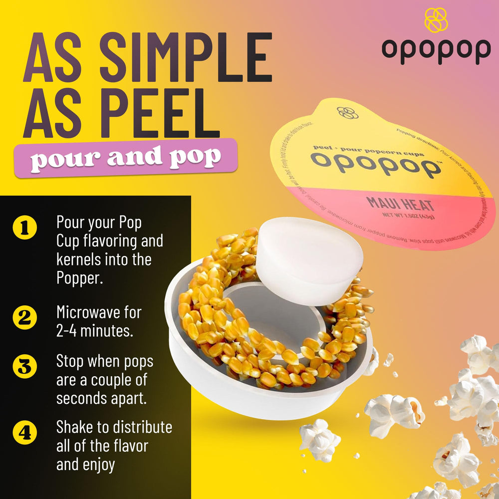 Opopop Maui Heat lid peel and pour demonstrates easy single-serve prep