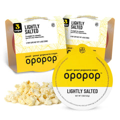 Opopop Pop Cups lightly salted in a 6-pack for quick, mess-free snacking