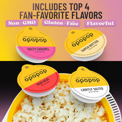 Opopop popcorn cups from the variety pack for easy flavoring and serving