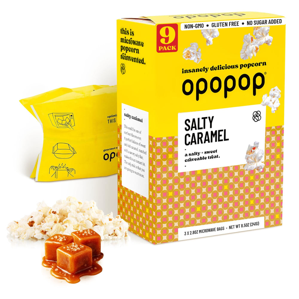 Opopop salty caramel bag ready for a quick, satisfying snack.