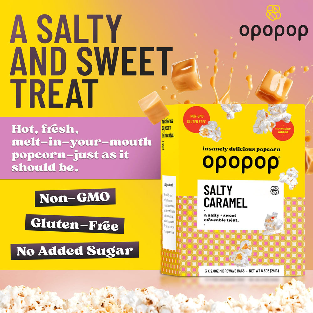Opopop salty caramel close-up reveals bold flavor in every bite.