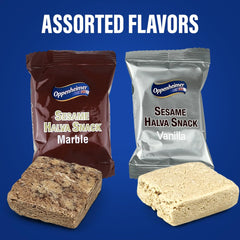 Oppenheimer Halva snacks, individually wrapped bars for easy on-the-go snacking.