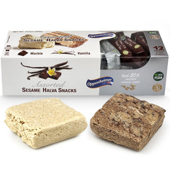 Oppenheimer Halva marble bar, cocoa swirl and sesame crunch for a dessert-like bite.
