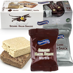 Oppenheimer Halva vanilla bar, melt-in-your-mouth bite with vegan, kosher-certified sweetness.