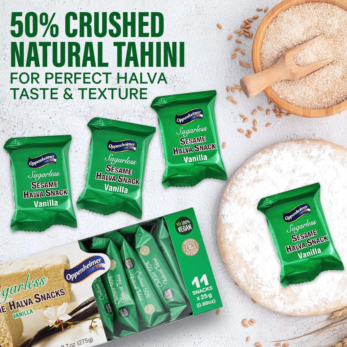 Oppenheimer Halva paired with tea for a relaxing break.