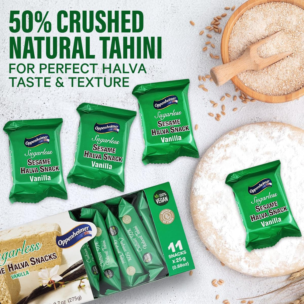 Oppenheimer Halva paired with tea for a relaxing break.