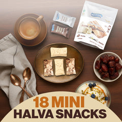 Oppenheimer USA sesame halva bar mini assorted flavors, vanilla and marble variety in a pack.