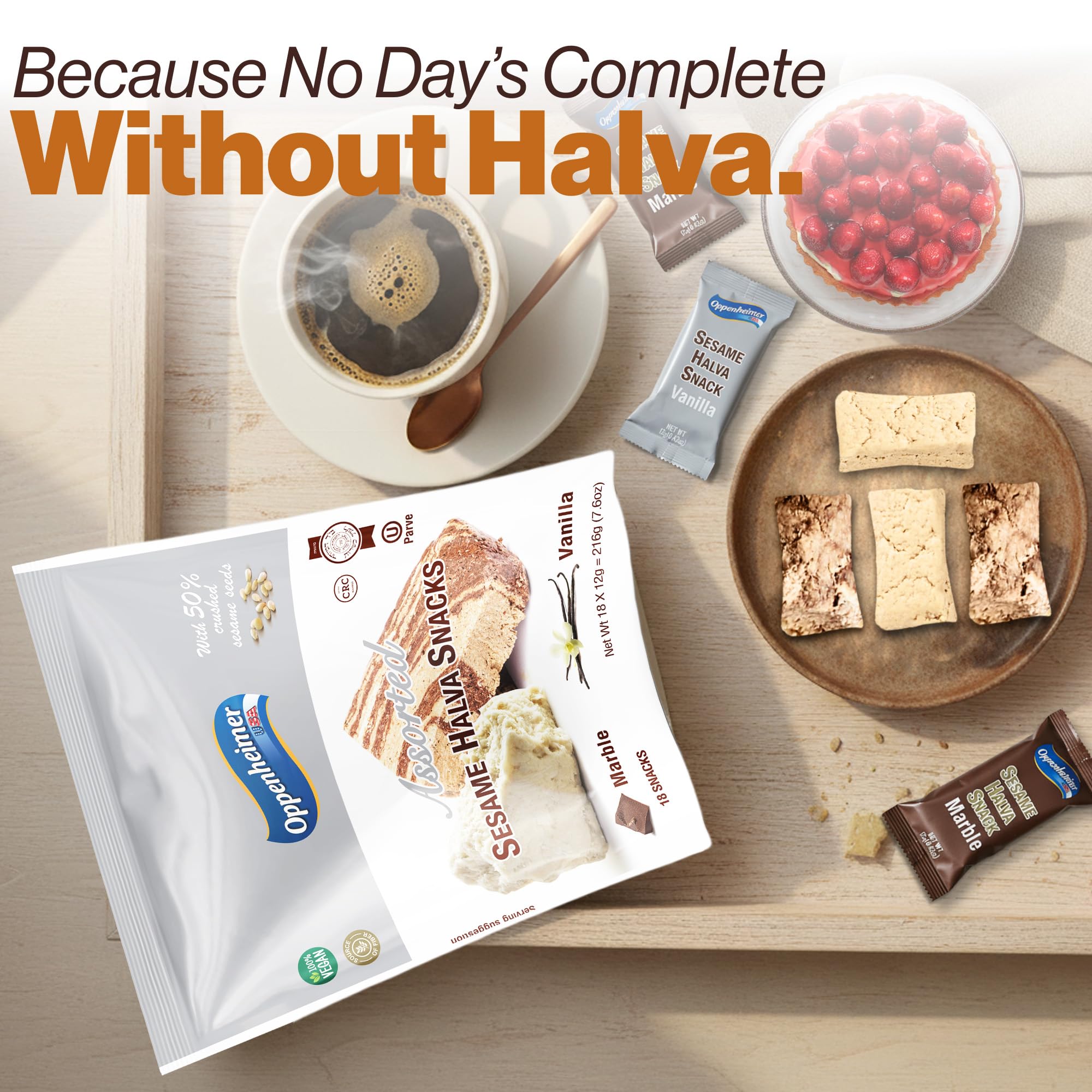 Oppenheimer USA sesame halva bar mini on-the-go snack, ready to enjoy anywhere.