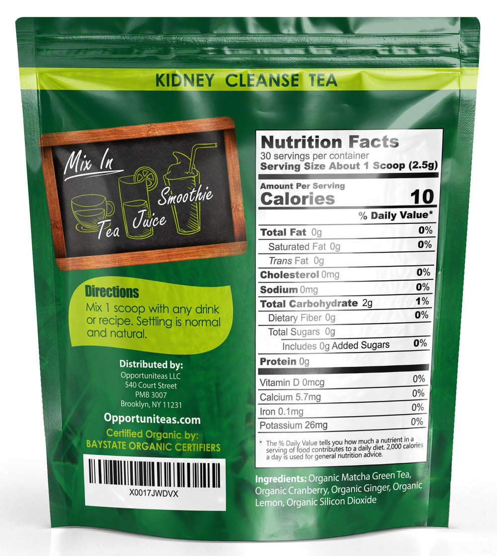 Opportuniteas Matcha Green Tea Cranberry Ginger image promoting focused energy.