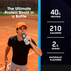 Optimum Nutrition chocolate shake being poured after training session.