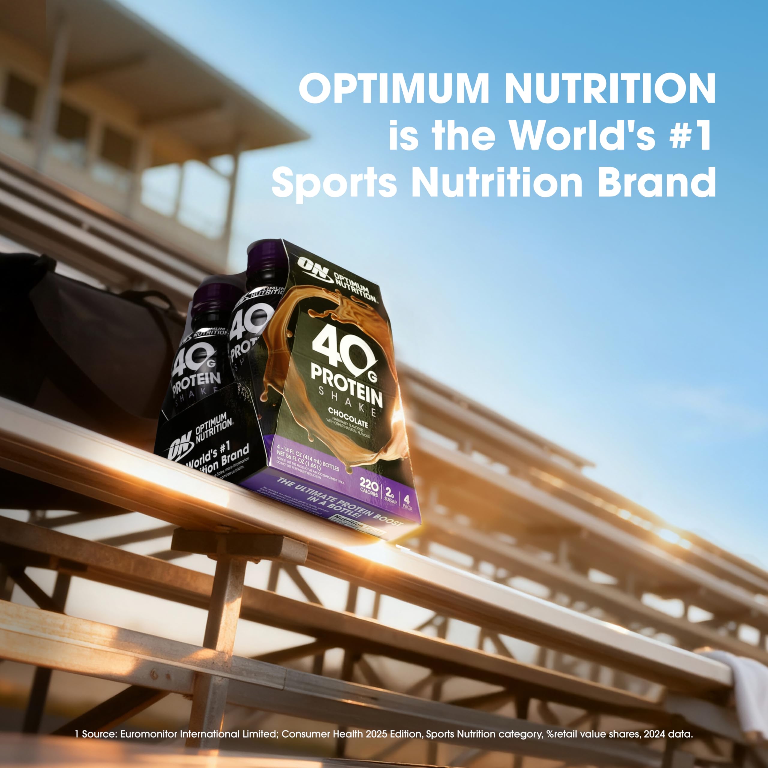 Optimum Nutrition 40g Protein Shake on-the-go pack demonstrates portable nutrition