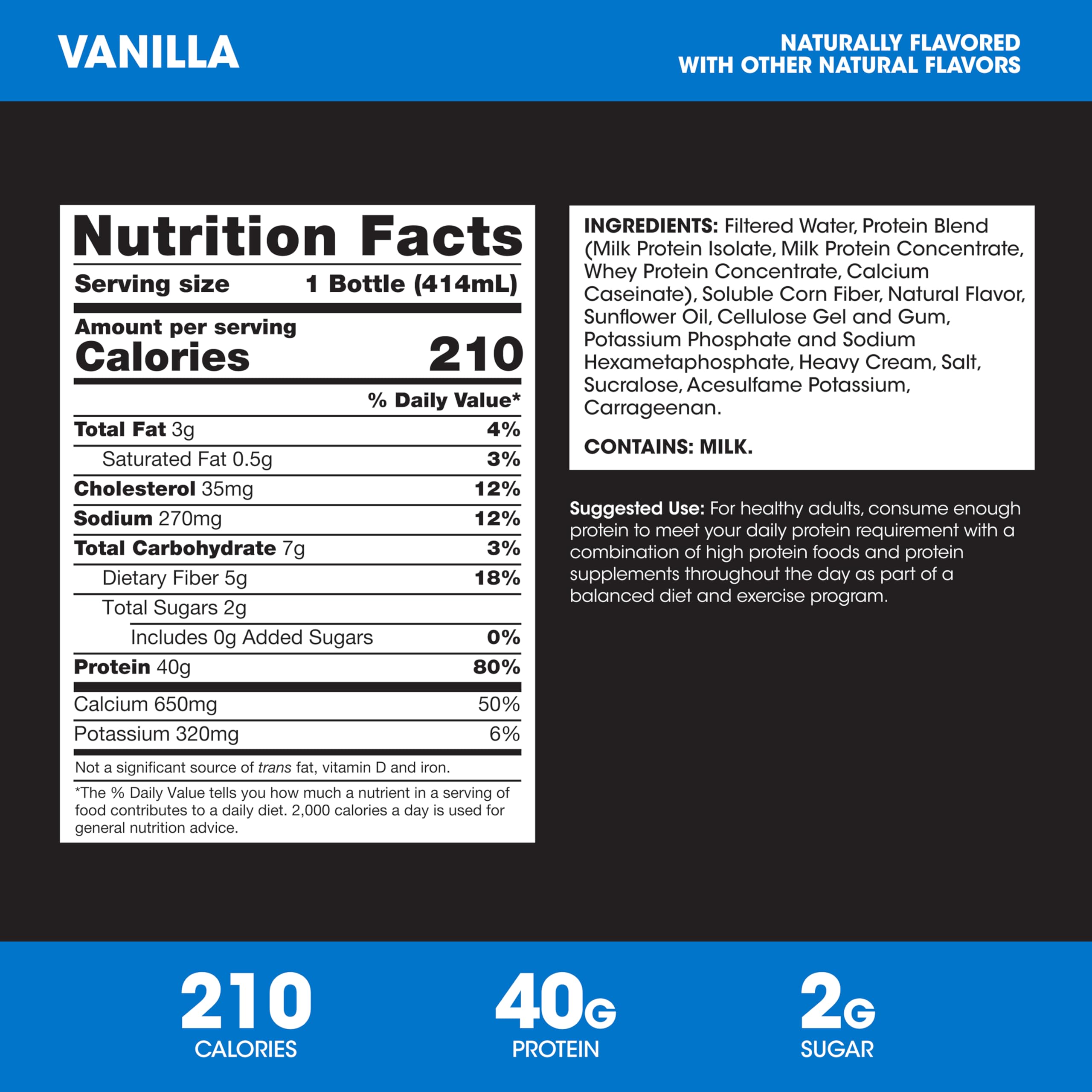 Vanilla shake poured into glass showing creamy texture from Optimum Nutrition.