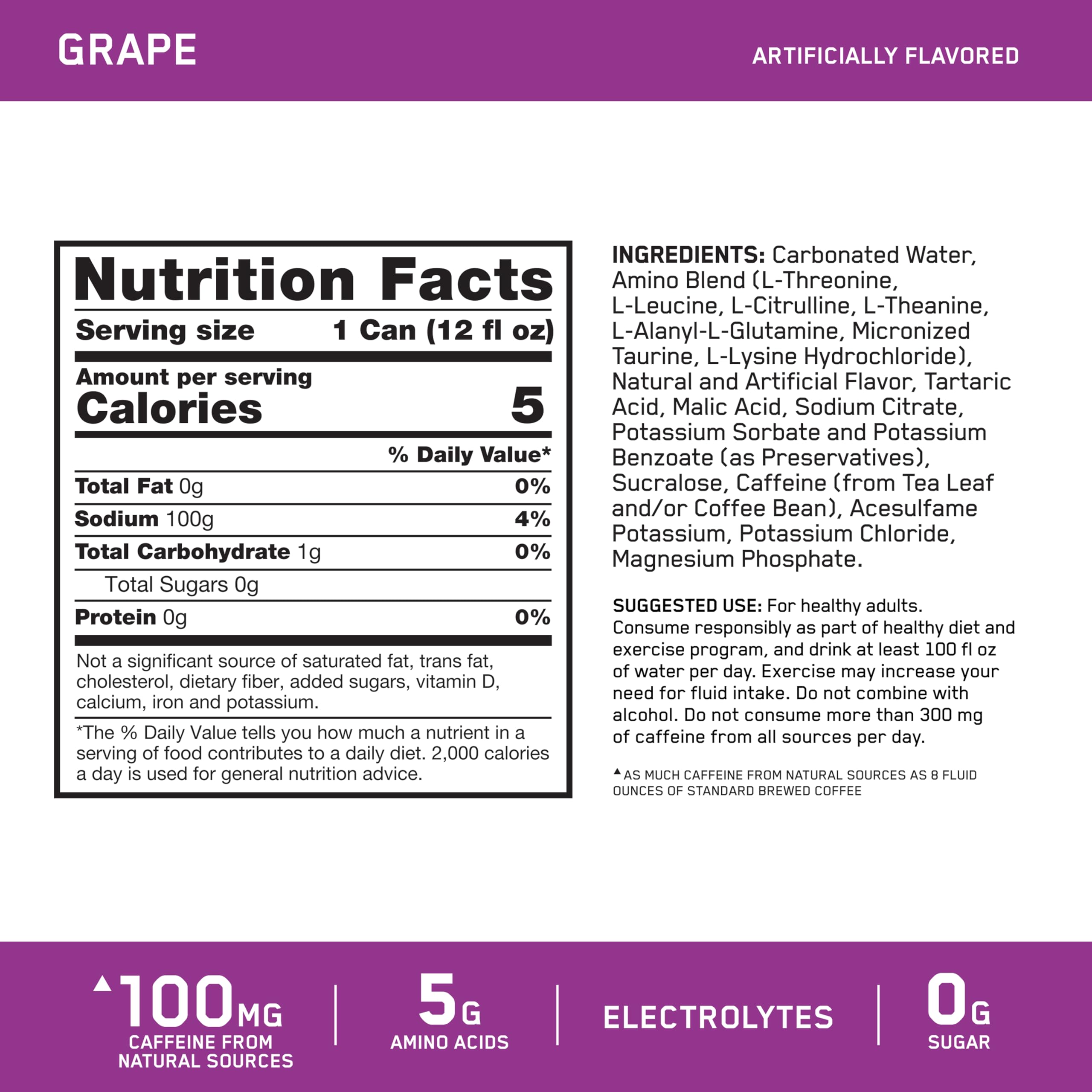 Optimum Nutrition Amin Energy sparkling pour into a glass for quick energy.