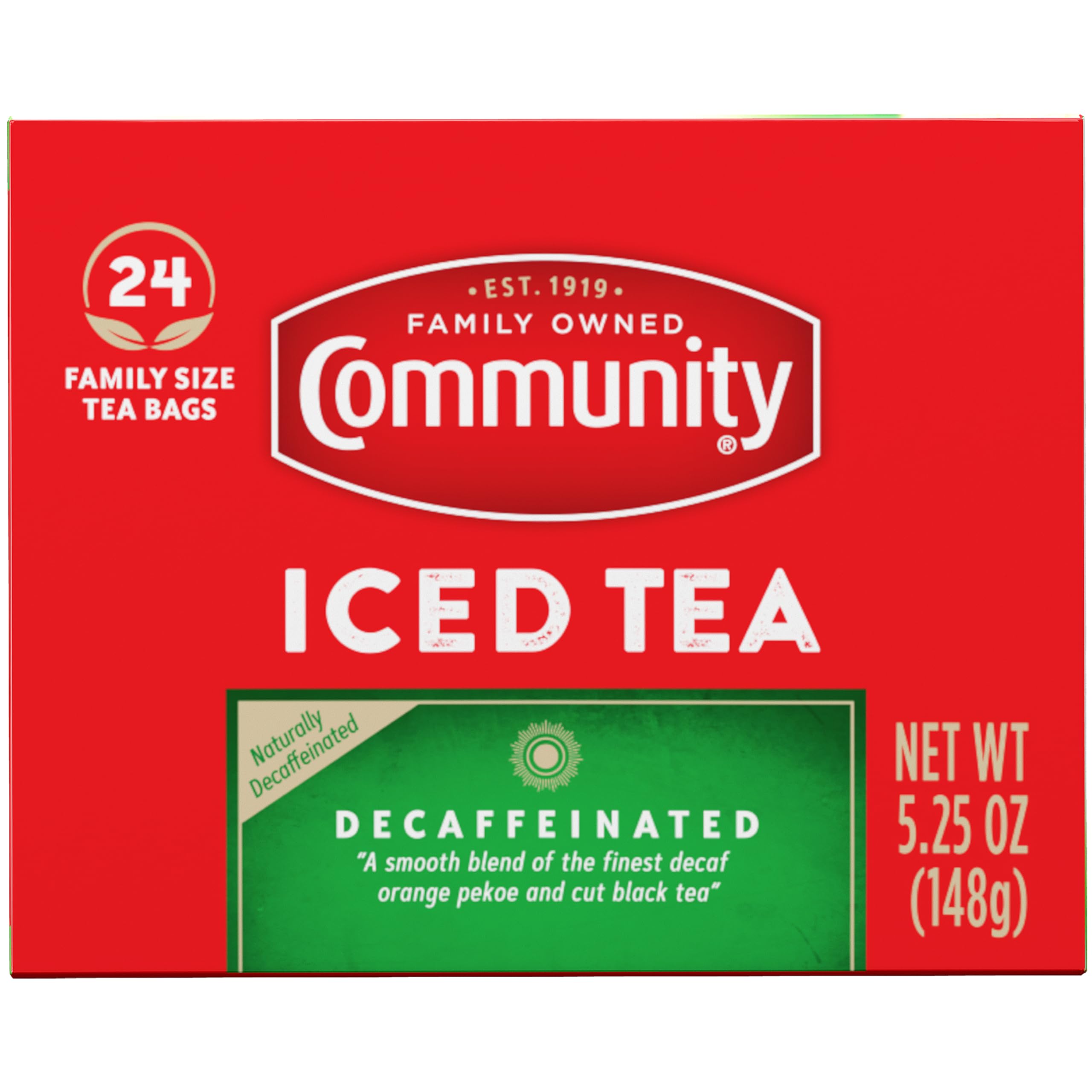 Family-size tea bags ready to brew 32-ounce servings