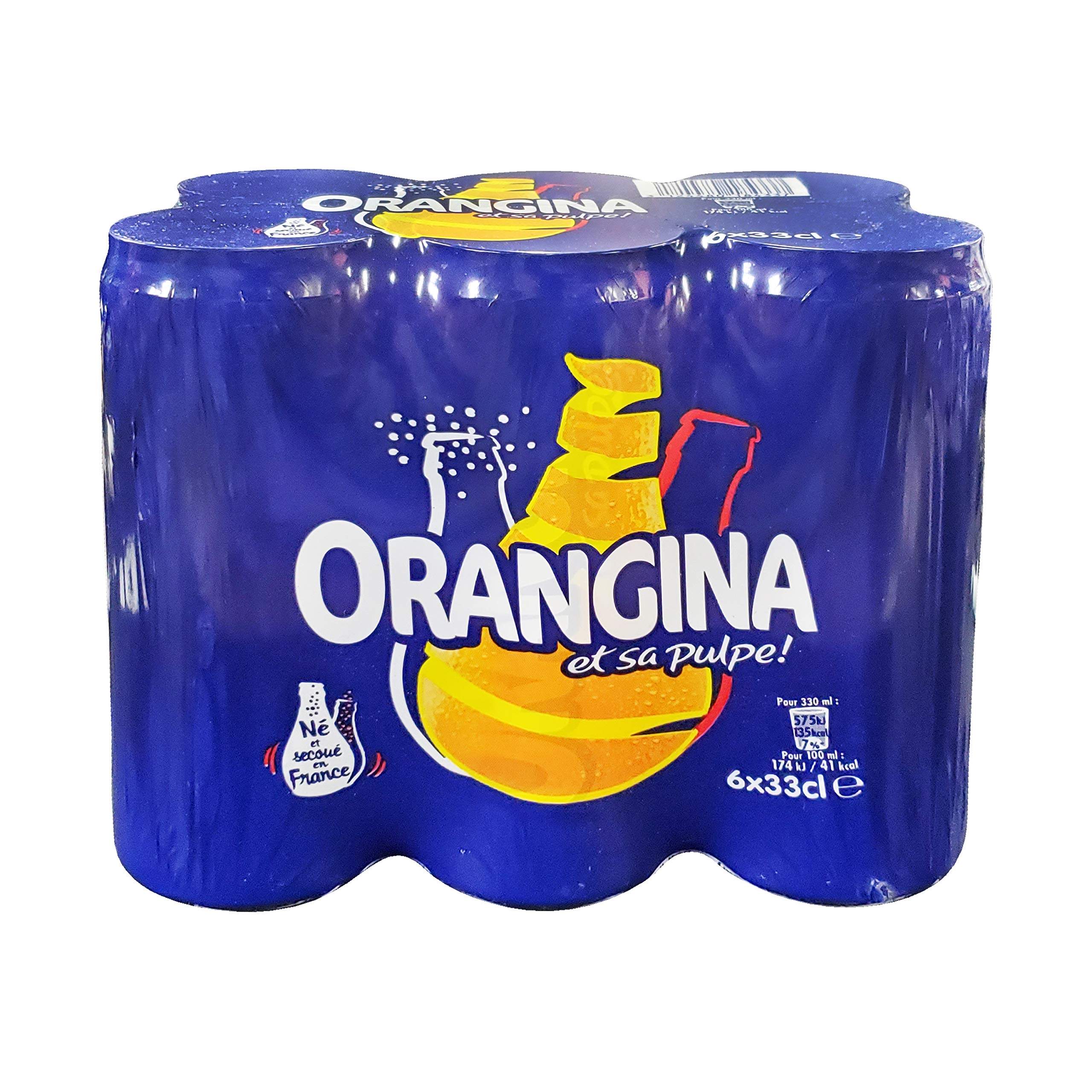 Orangina Pulpe served in a glass, highlighting fruity aroma.