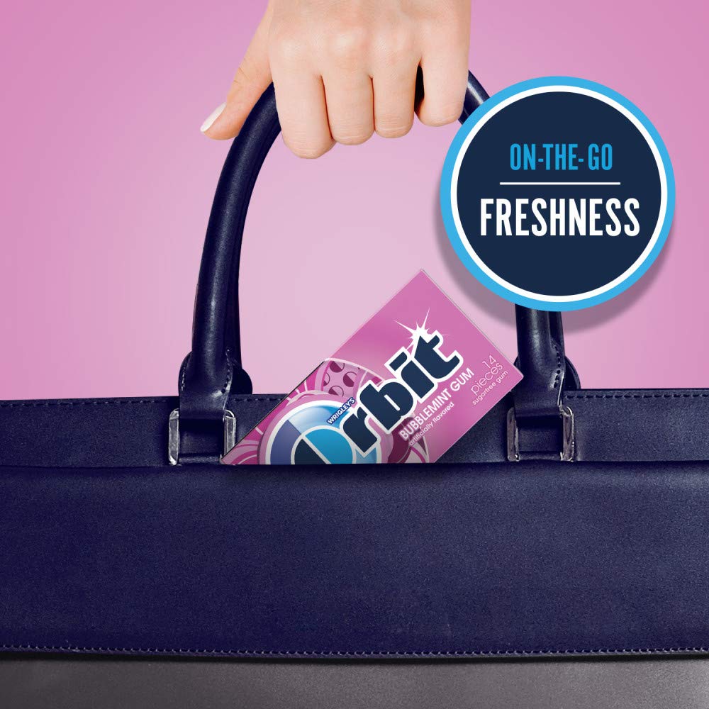 Desk storage with Orbit Bubblemint bulk gum packs.