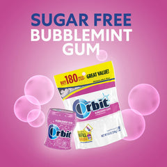 Orbit Bubblemint gum closeup reveals minty texture and flavor