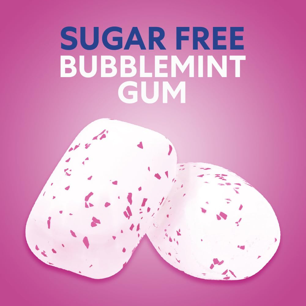 Orbit Bubblemint sugarfree gum packaging graphics highlight flavor and convenience.