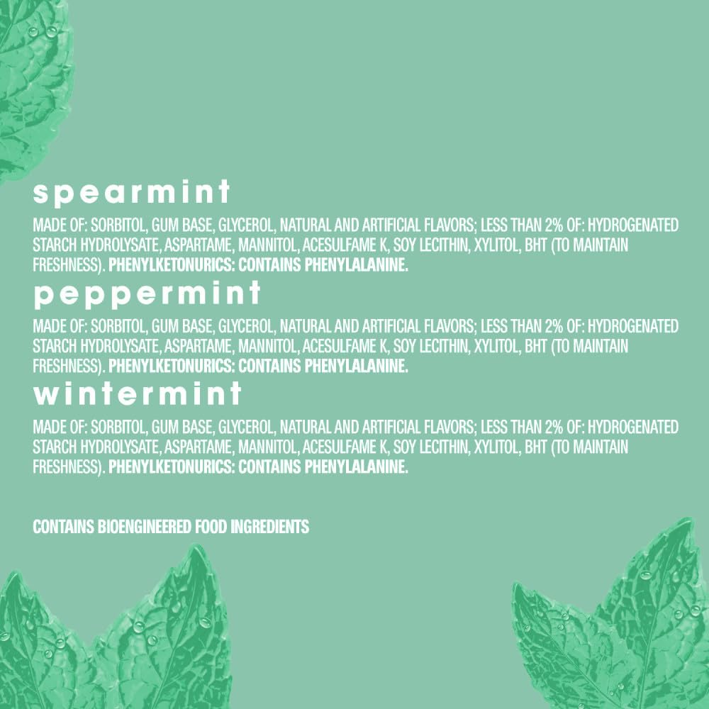 Orbit mint flavor variety display shows three refreshing options for travelers.
