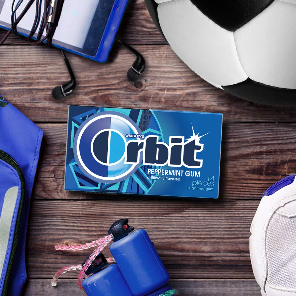 Orbit Peppermint gum on the go for quick refreshing bursts anywhere.