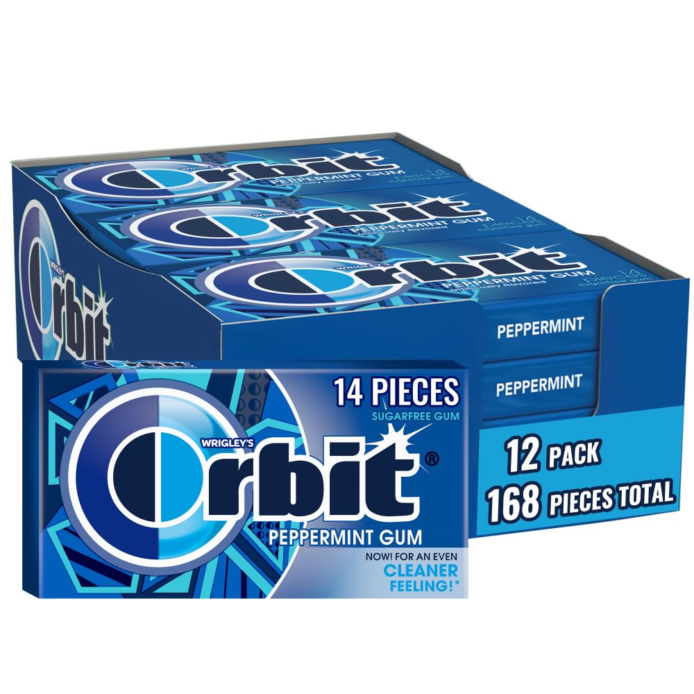 Orbit Peppermint Gum packaging close-up showing a bulk option for fresh breath