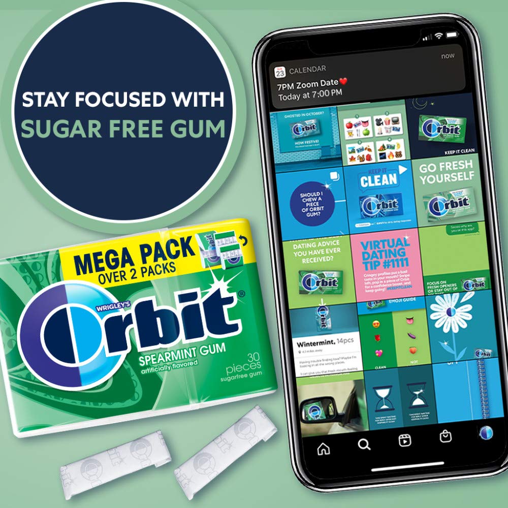 ORBIT Spearmint Sugar Free gum on-the-go pack fits pocket or bag.