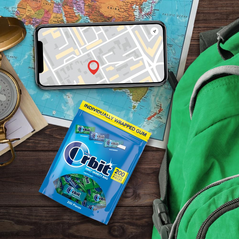 Orbit wintermint gum piece with cool sensation and clean aftertaste.
