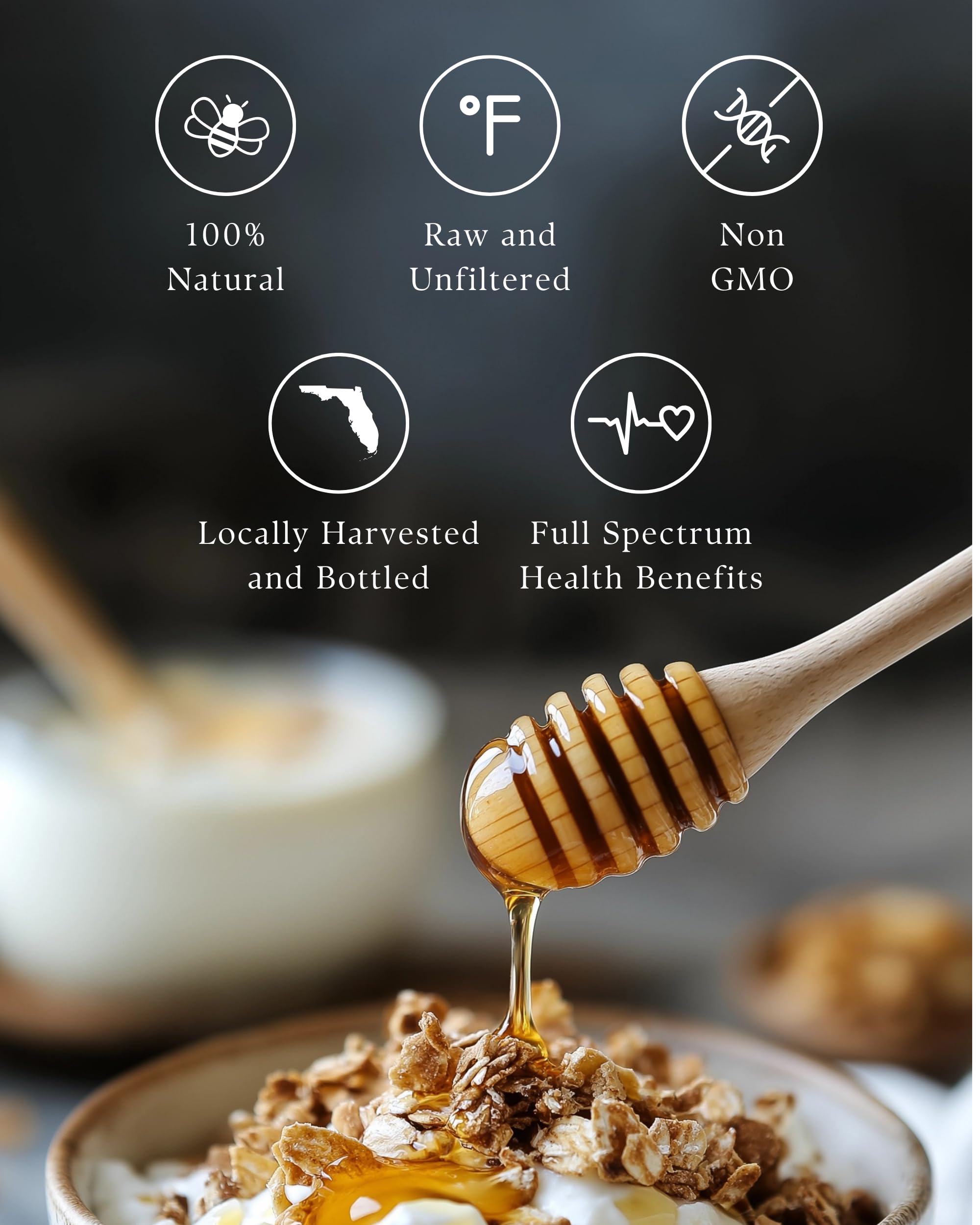 North Florida Tupelo honey on a breakfast plate, unheated and pure