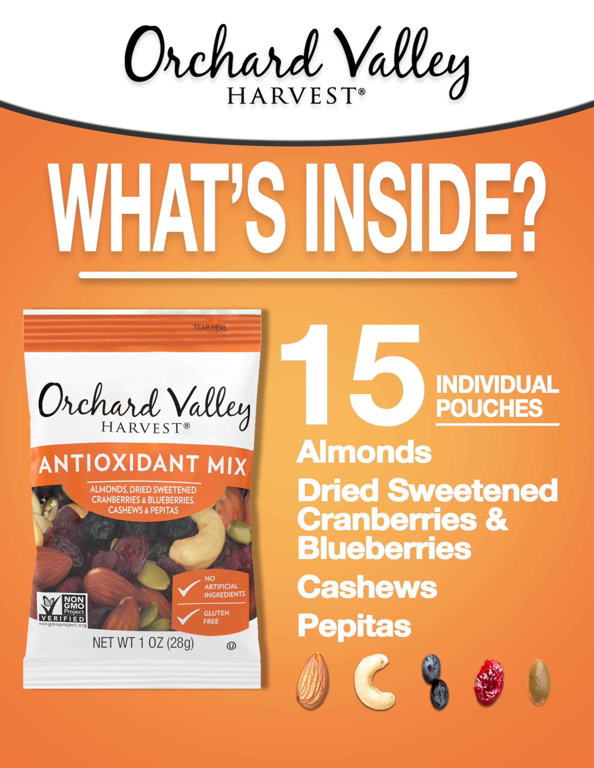 Orchard Valley Harvest Antioxidant Mix blueberries image emphasizing antioxidant content