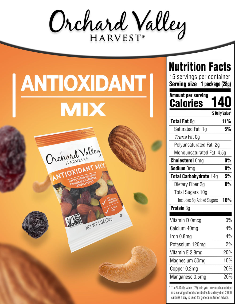 Orchard Valley Harvest Antioxidant Mix cranberries image highlighting natural sweetness