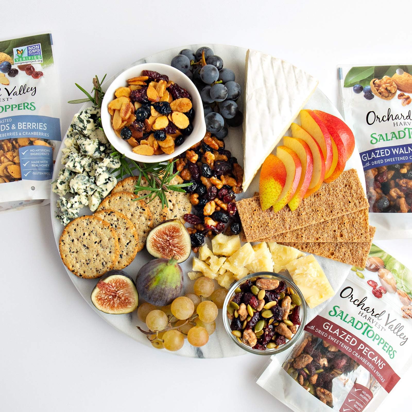 Orchard Valley Harvest cranberries and pepitas with glazed pecans brighten salads with color
