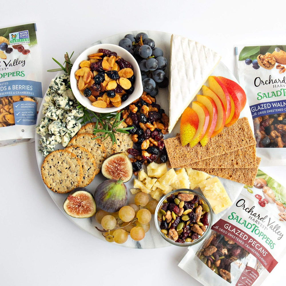 Orchard Valley Harvest cranberries and pepitas with glazed pecans brighten salads with color