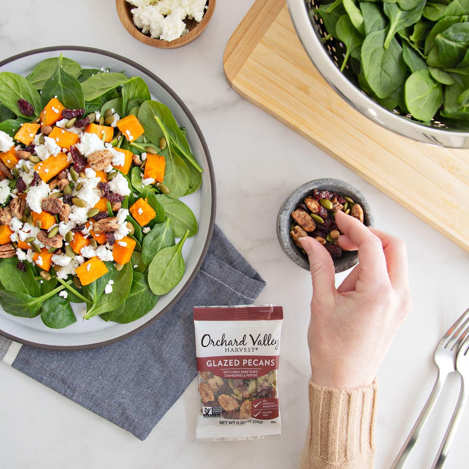 Orchard Valley Harvest glazed pecans on oatmeal add flavor and satisfying crunch