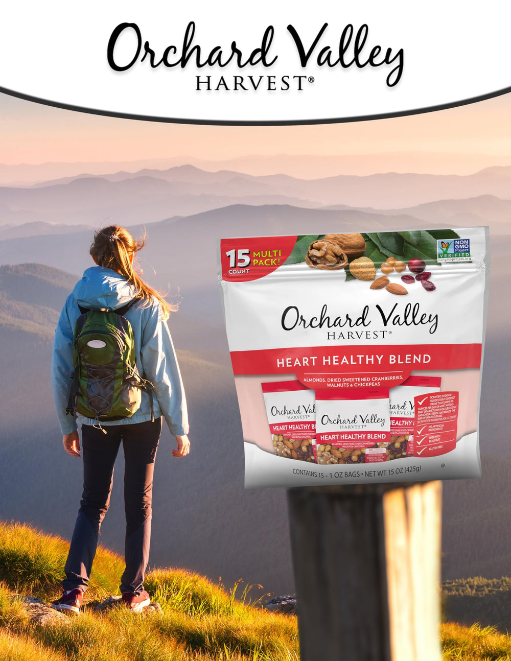 Orchard Valley Harvest Heart Healthy Blend on-the-go; ideal partner for workouts and busy days