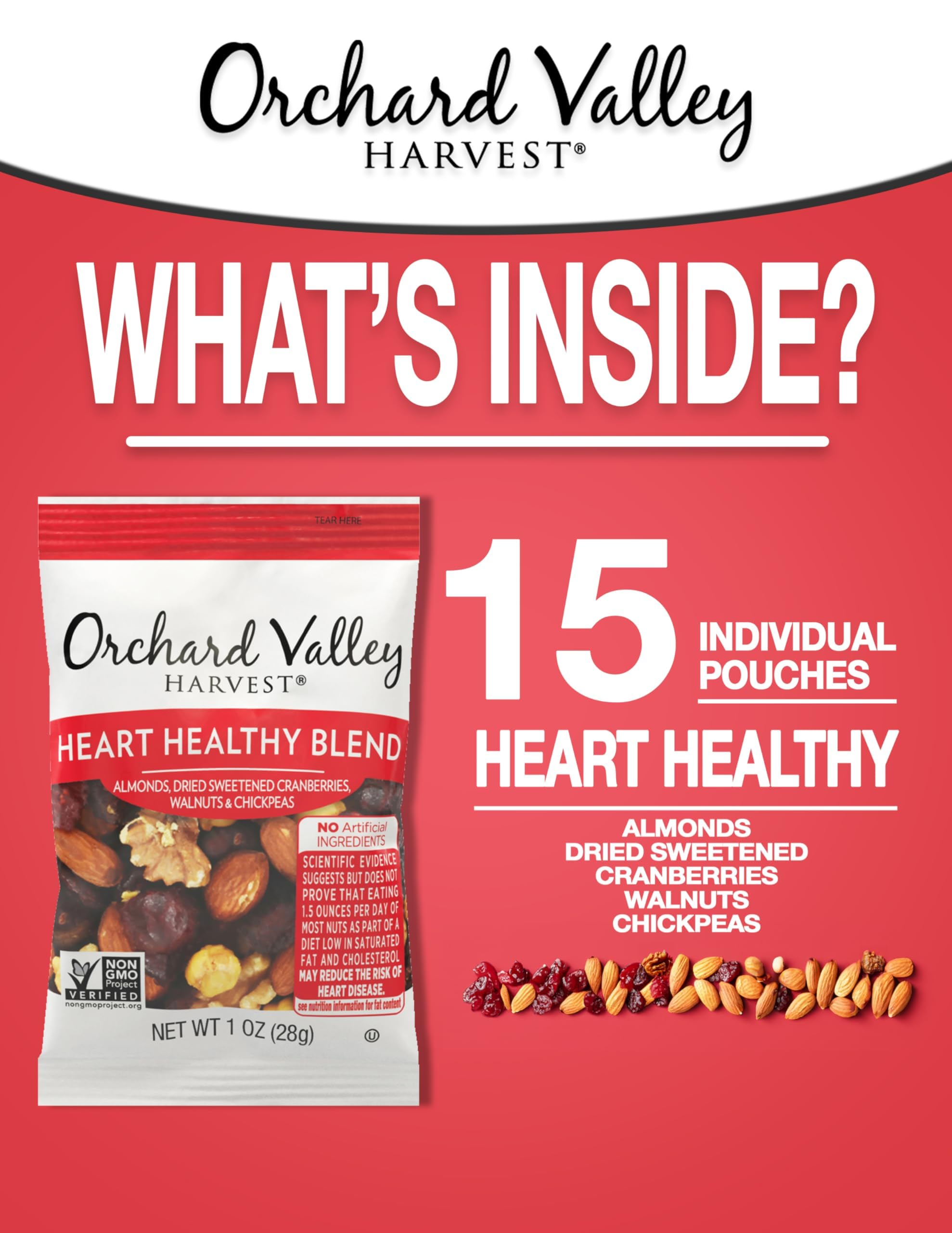 Orchard Valley Harvest Heart Healthy Blend walnuts; heart-friendly crunch in a portable mix