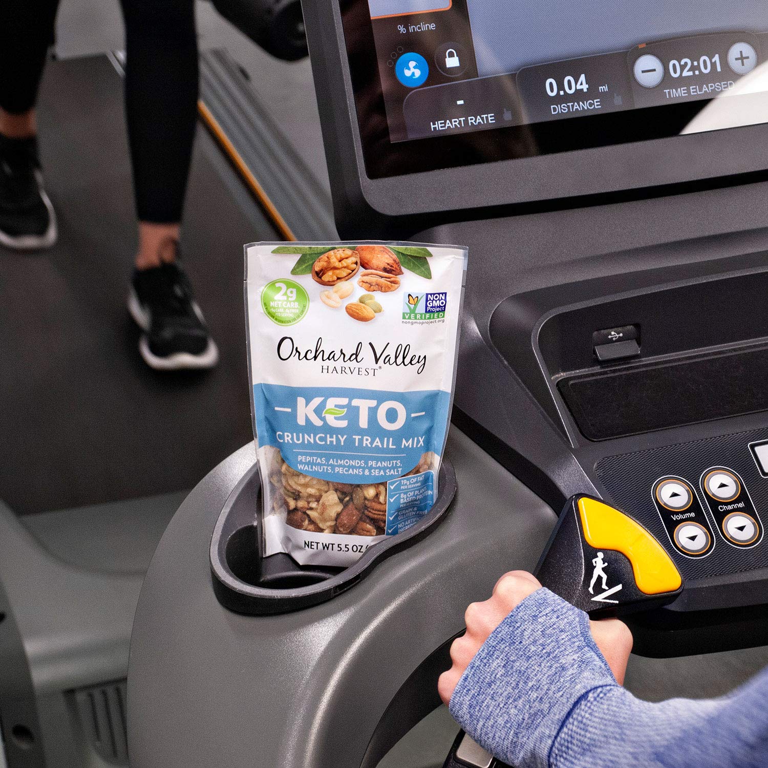 Orchard Valley Harvest Keto Crunchy Trail Mix peanuts on display; satisfying crunch.