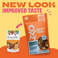 Orchard Valley Harvest OMG Omega-3 Mix sweetened cranberries visible for an energy lift.