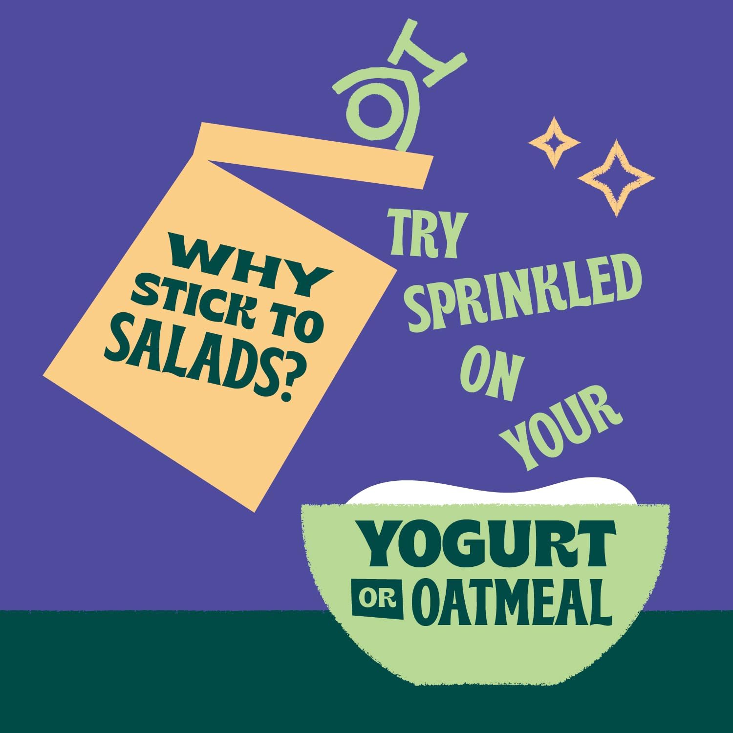 Orchard Valley Harvest Salad Toppers on cottage cheese for a balanced bite