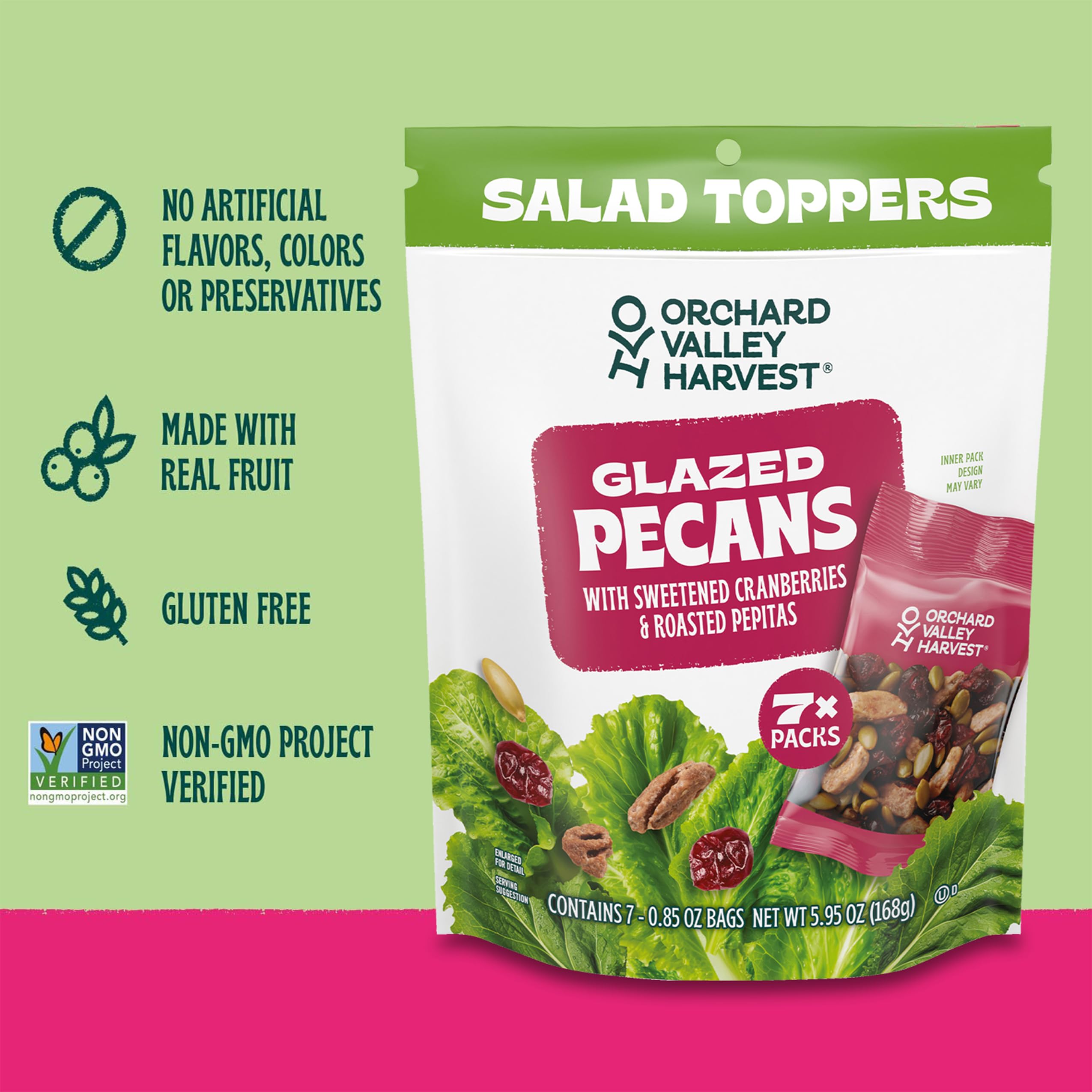 Orchard Valley Harvest toppers on greens for flavor