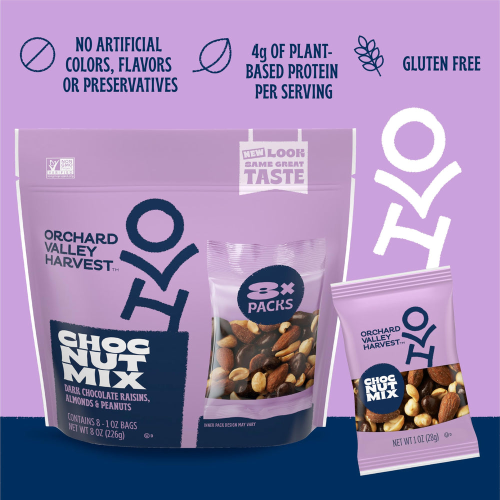 Orchard Valley Harvest stand-up bag showcasing convenient packaging.
