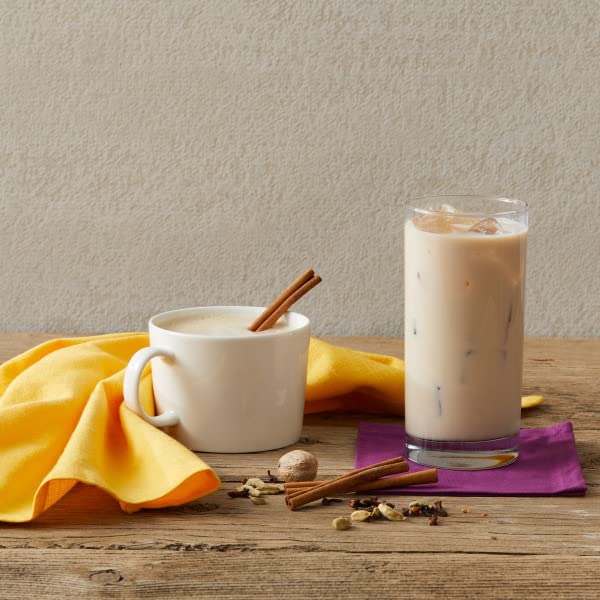 Hot chai latte prepared with Oregon Chai mix in a cozy mug