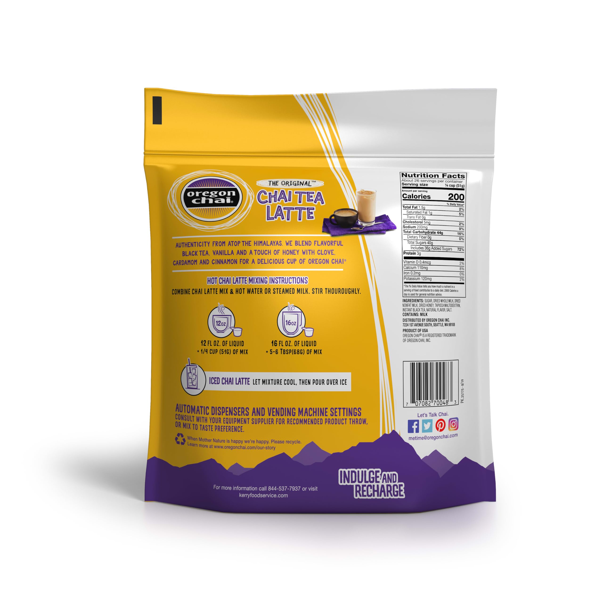 Included scoop for easy, precise measuring with Oregon Chai mix.