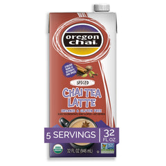 Oregon Chai Spiced Chai Concentrate bottle shows bold, organic flavor for home lattes.