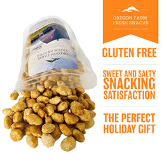 OREGON FARM FRESH SNACKS Toffee Peanuts packaging label communicates natural ingredients and local pride.