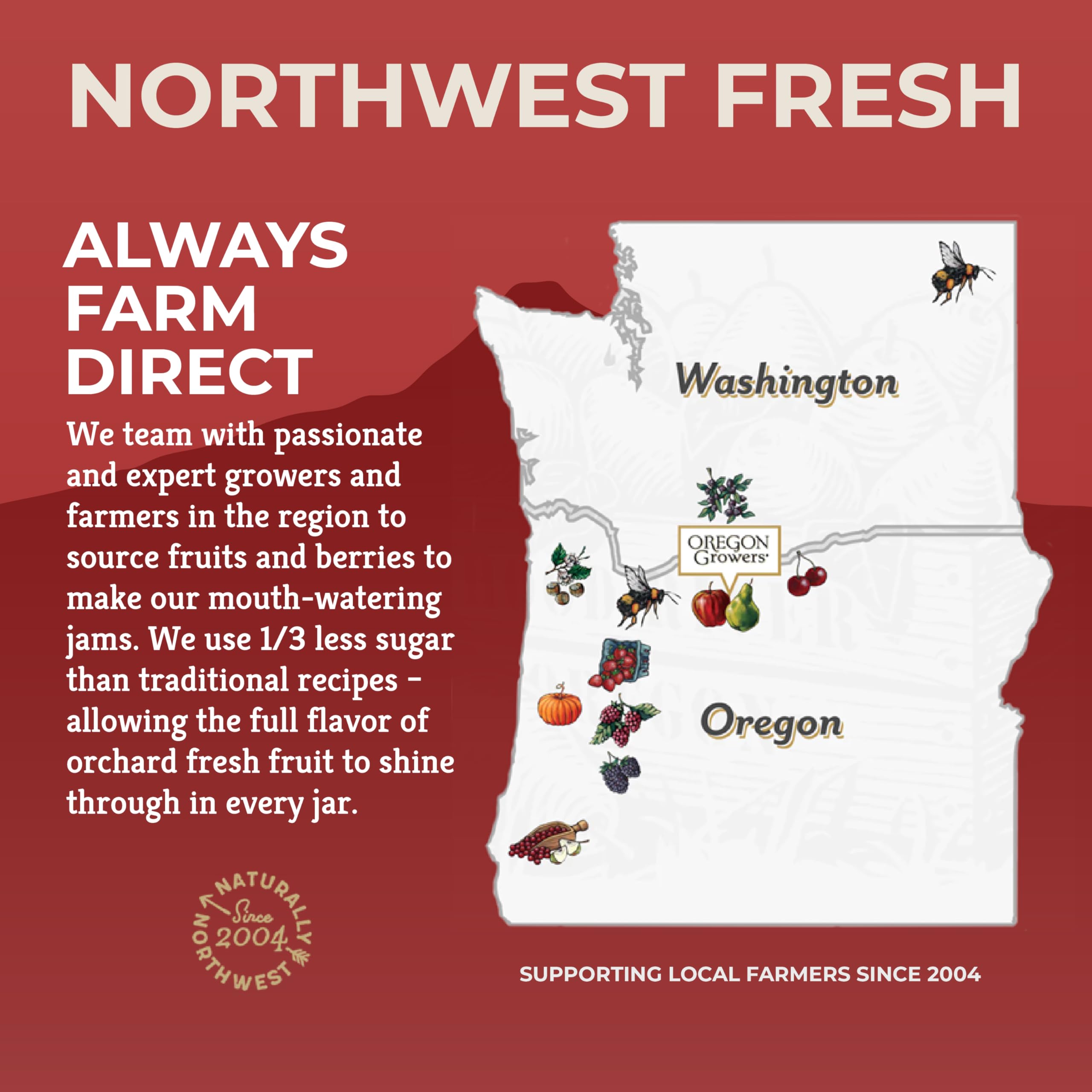 Oregon Growers Marionberry Spread ingredients panel—all-natural, non-GMO berries.
