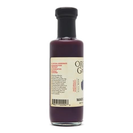 Close-up of Marionberry Syrup ingredients showing real fruit richness