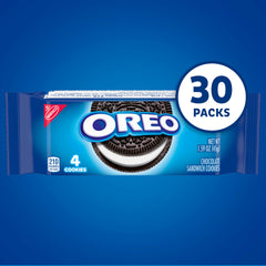 OREO 4 cookies per pack on-the-go snack visual for quick breaks.
