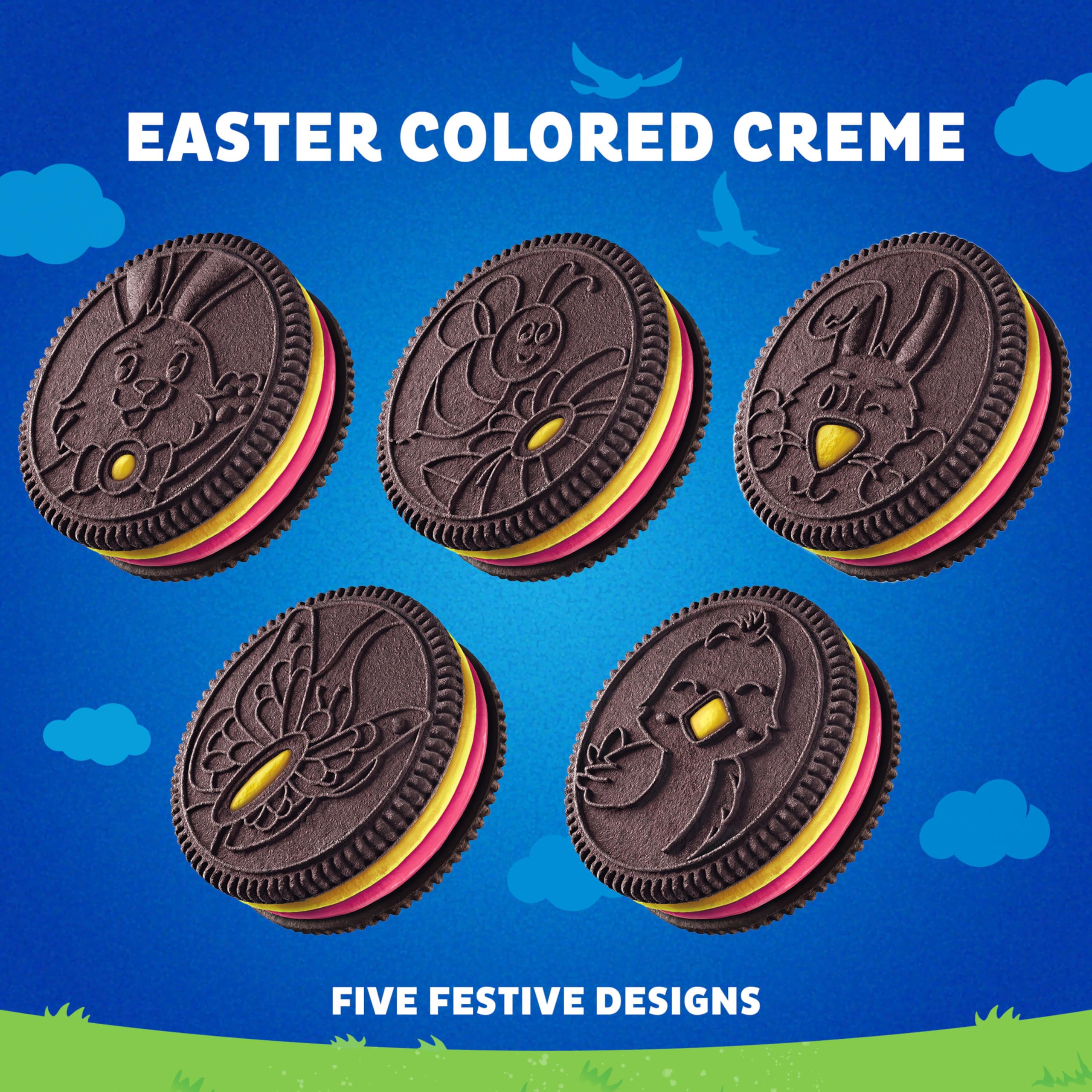 OREO bee-design Easter cookie with cheerful spring cutout.