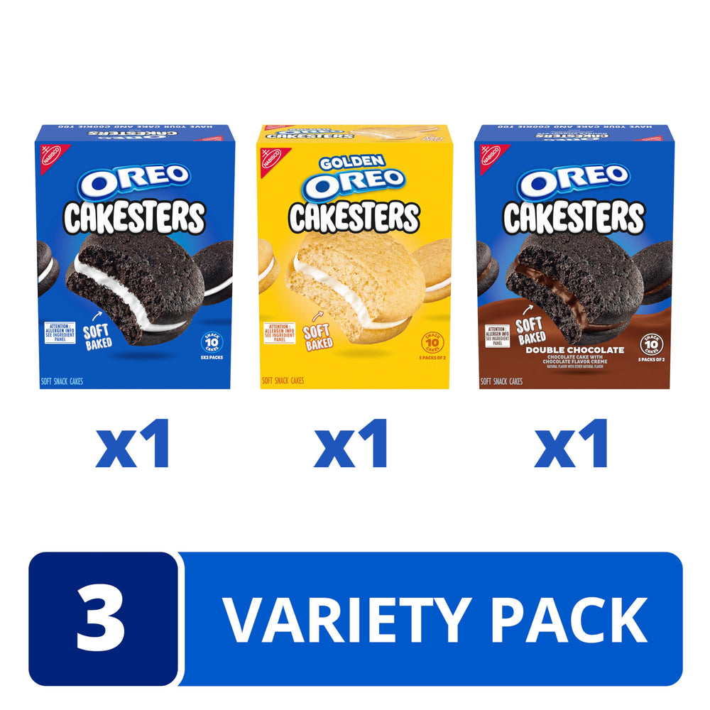 OREO Cakesters Double Chocolate: two soft-chocolate cakes with chocolate creme