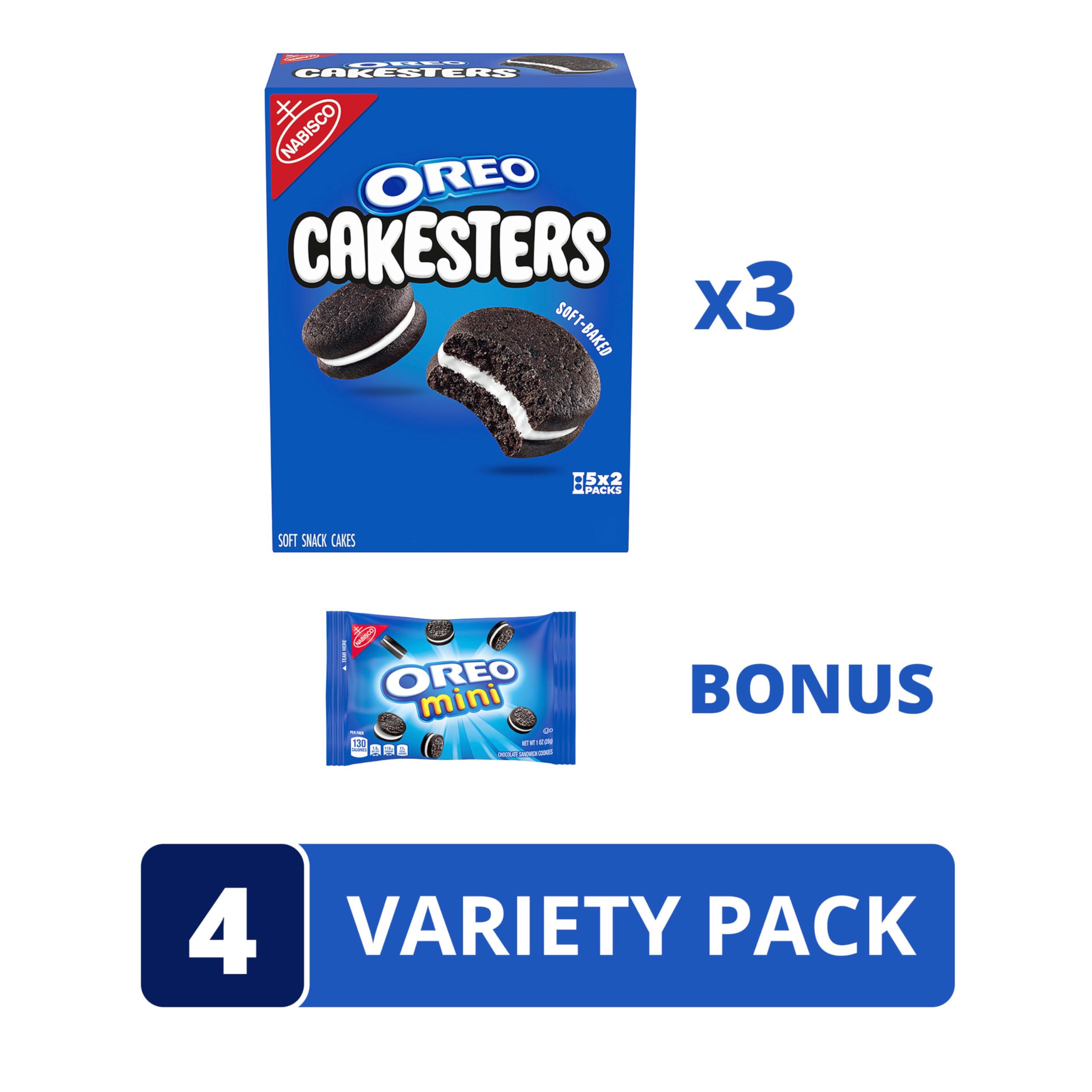 OREO Cakesters two soft chocolate cakes for easy sharing.